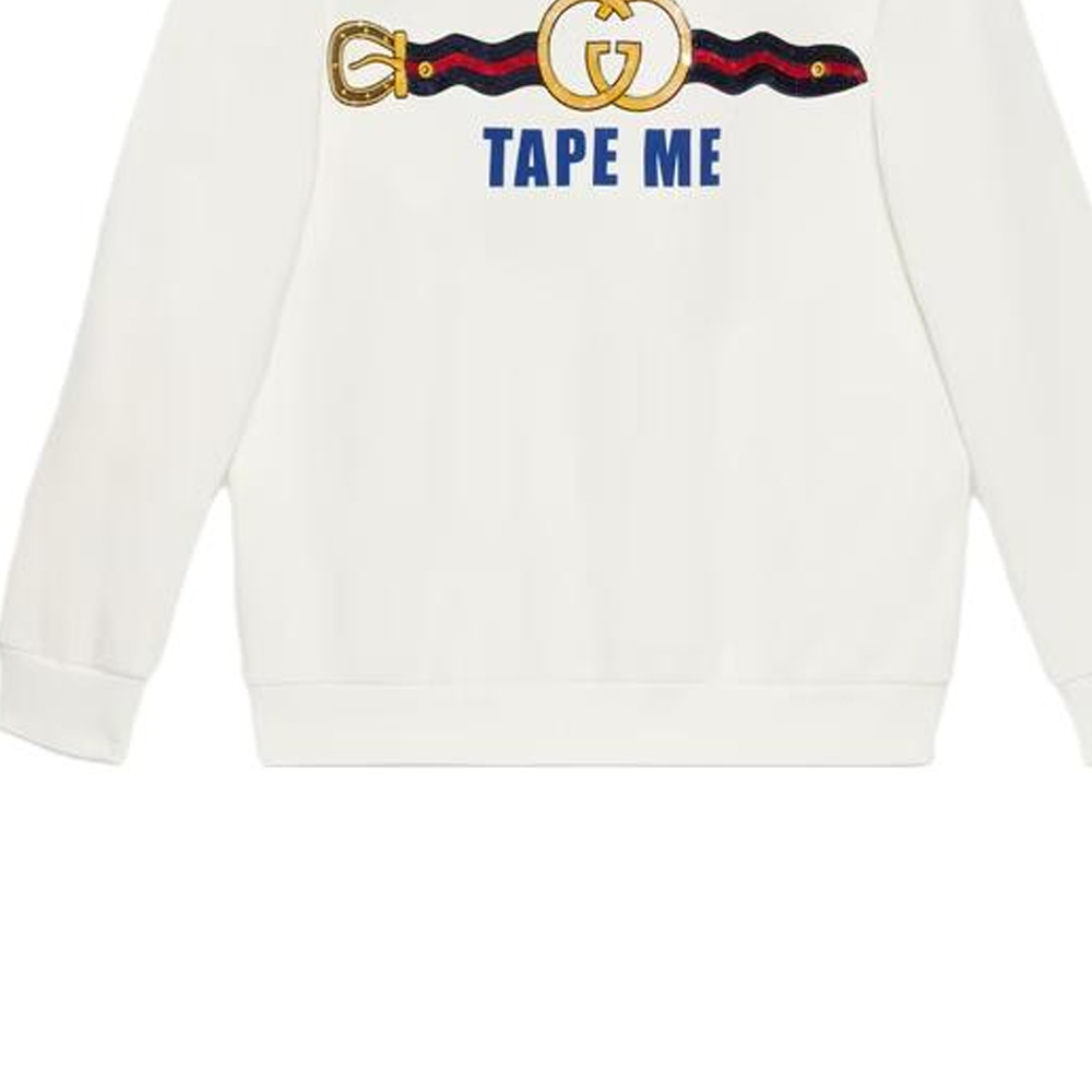 Sizing (W) グッチ SS23 ホワイト ロゴプリント クルーネック スウェットシャツ カジュアル 721361-XJFIZ-9088