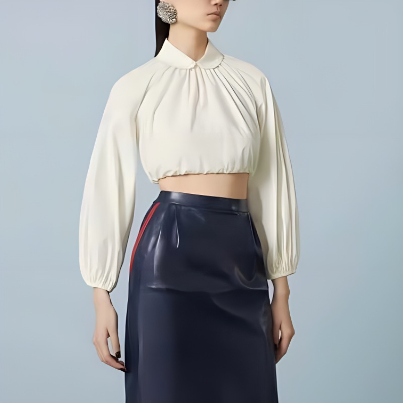 Purchase (W) GUCCI SS23 白色百褶長袖短版襯衫 751879-ZANS3-9785