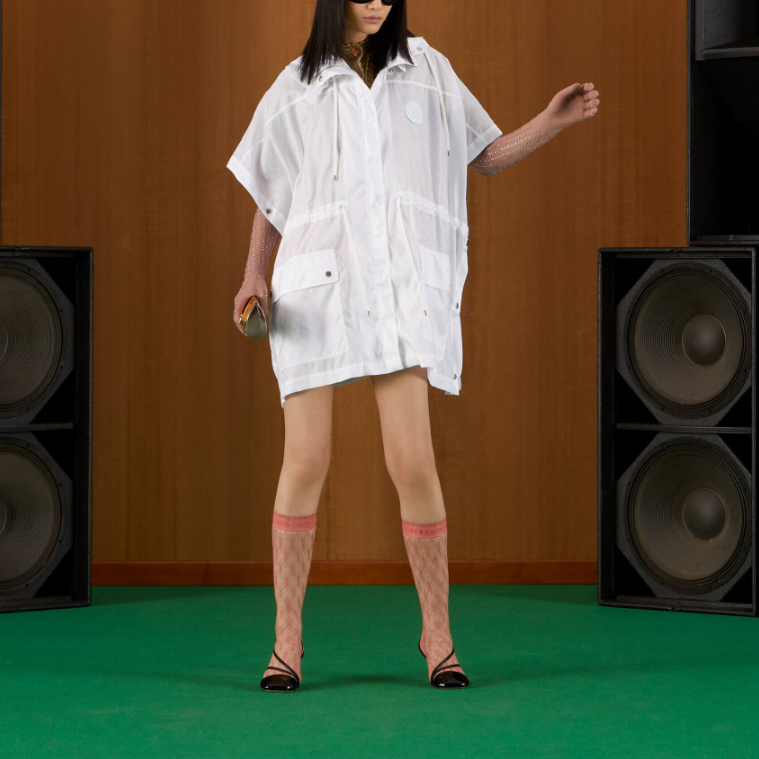 Lookbook (W) GUCCI SS23 ホワイト ショートスリーブ ドローストリング ジャケット 691768-ZAI4N-9000