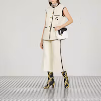 Lookbook (Women) GUCCI SS23 White Single-Breasted Vest with Contrast Striped Trim. 747868-ZANIZ-9782