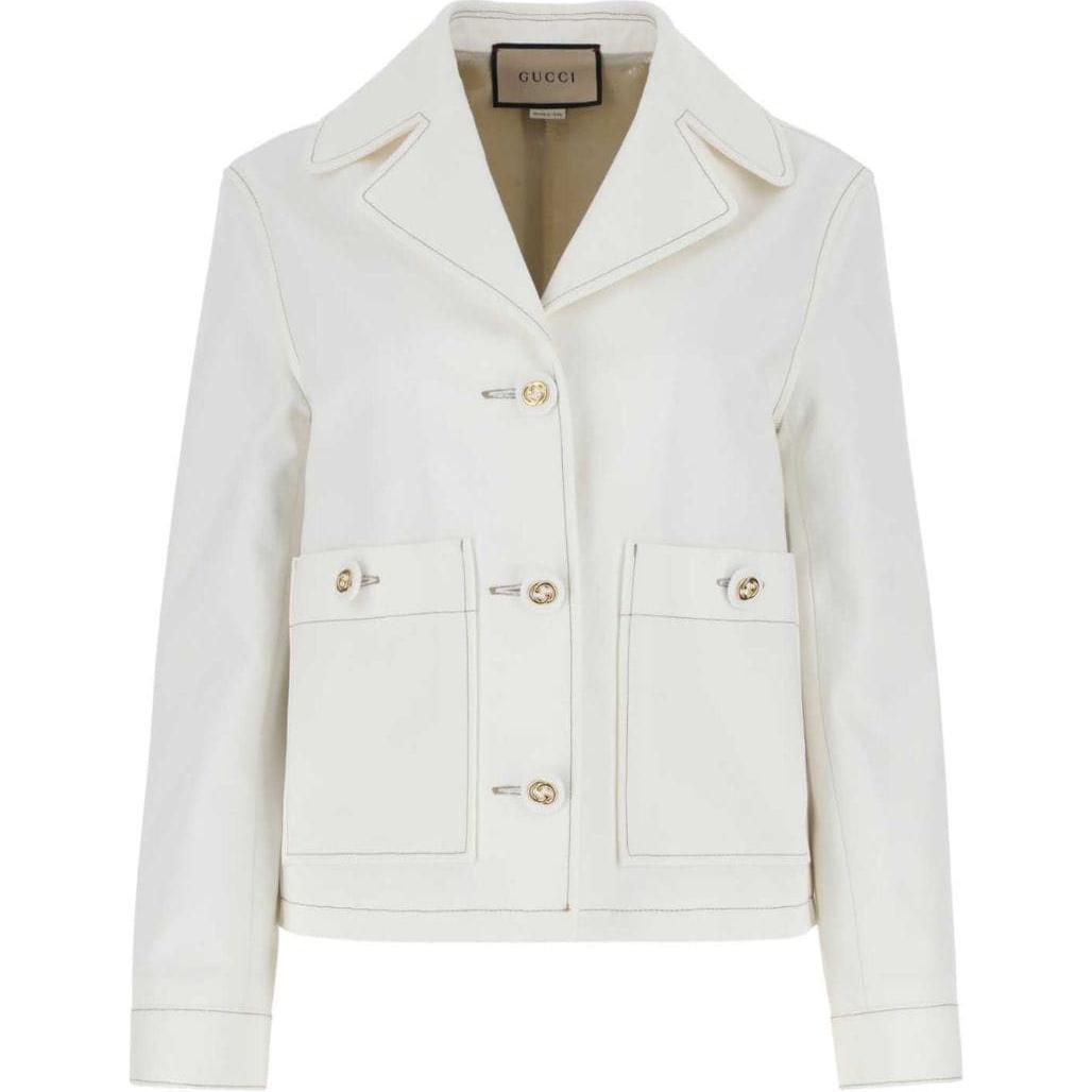 (Women) GUCCI SS23  White Slim-Fit Long-Sleeve Collared Button-Up Jacket 723630-XDB9V-9011