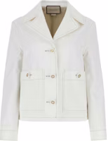 (Women) GUCCI SS23 White Slim-Fit Long-Sleeve Collared Button-Up Jacket 723630-XDB9V-9011 (Women) GUCCI SS23 White Slim-Fit Long-Sleeve Collared Button-Up Jacket 723630-XDB9V-9011