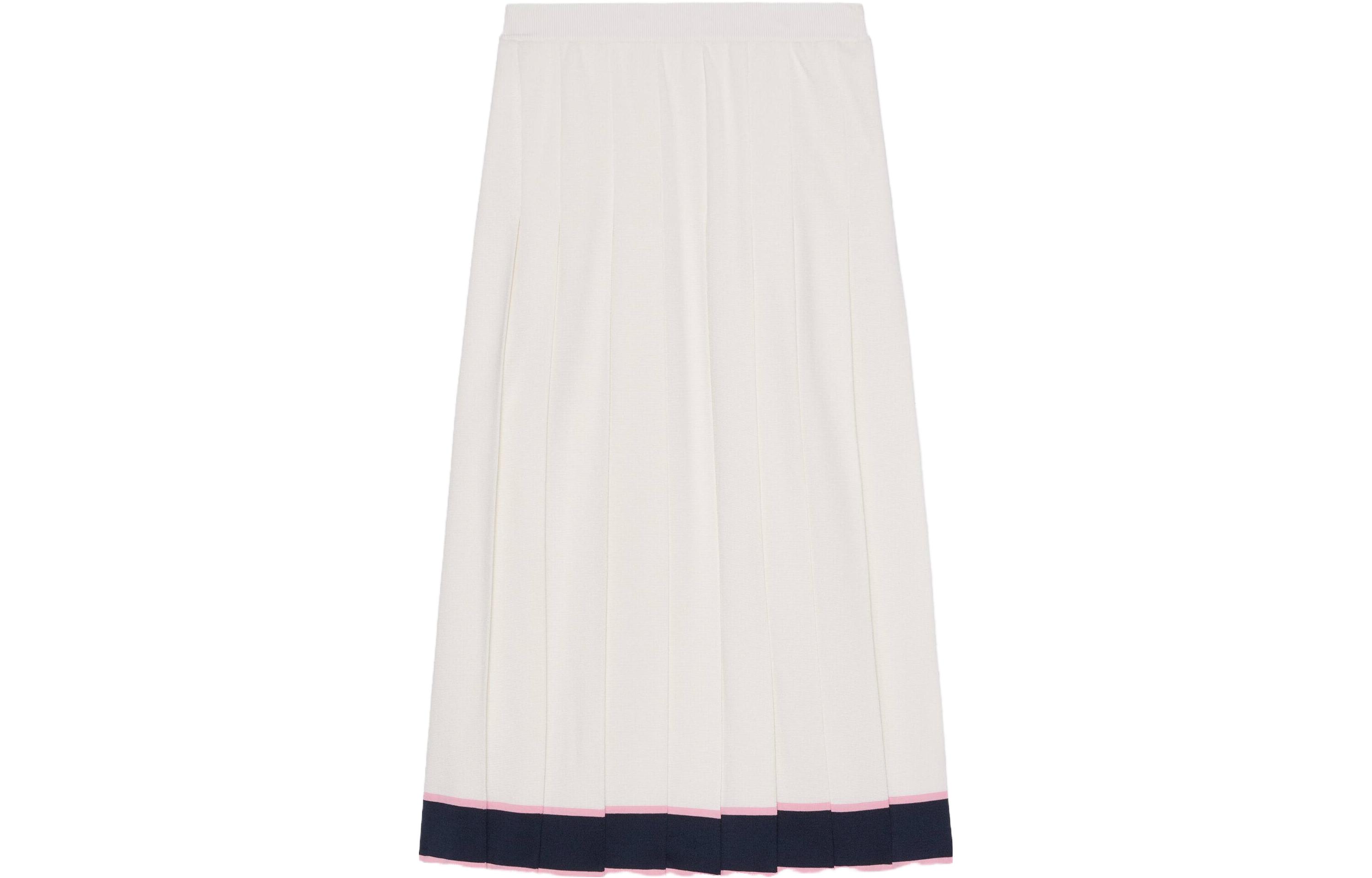 (Women) GUCCI SS23  White Striped Silk Pleated Midi Casual Skirt. 735390-XKC4P-9288 圖 2