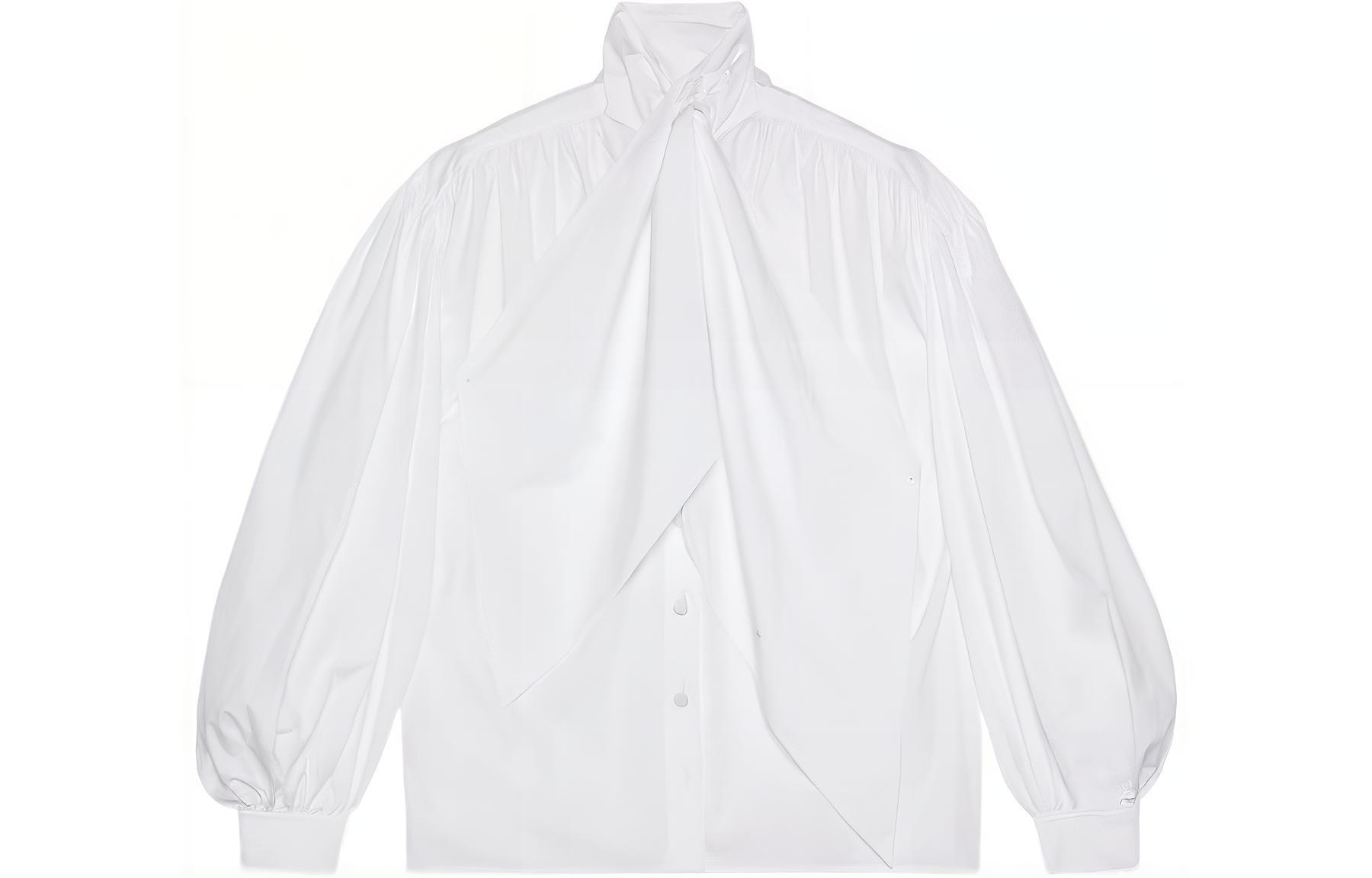 (Women) Gucci SS23 Asymmetric Collar Long-Sleeve Sun Protection Shirt White 721019-ZLC02-9000