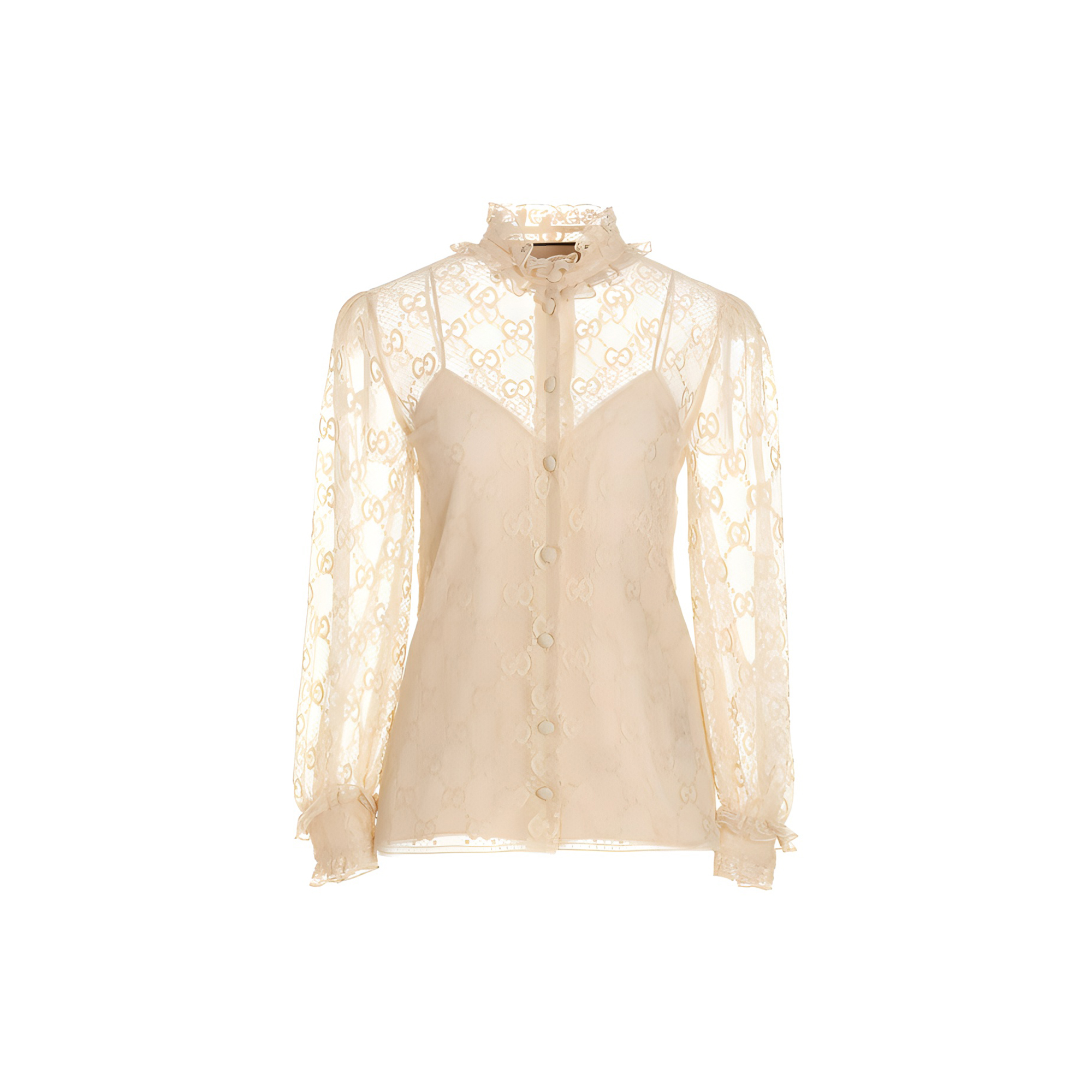 (Women) Gucci SS23 Beige Lace Shirt 721667-ZAK7S-9205