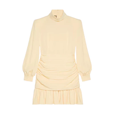 (Women) Gucci SS23 Beige Ruffled Long-Sleeve Dress for Women 705358-ZAKCF-9205