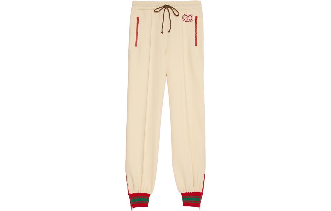 (Women) Gucci SS23 Beige Sweatpants with Logo Patch Embroidery 718313-XJEWO-9782