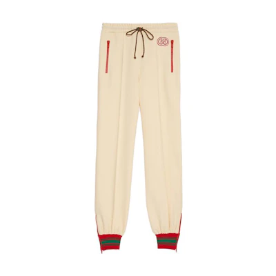 (Women) Gucci SS23 Beige Sweatpants with Logo Patch Embroidery 718313-XJEWO-9782