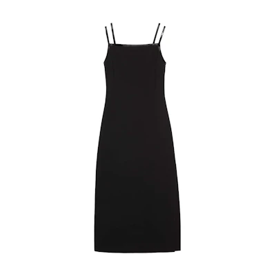 (Women) Gucci SS23 Black Crystal Square G Buckle Mid-Length Sleeveless Dress Women 743461-XJFI5-1000