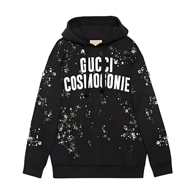 (Women) Gucci SS23 Black Hoodie with Logo Sequins Embroidery 717427-XJE9O-1043