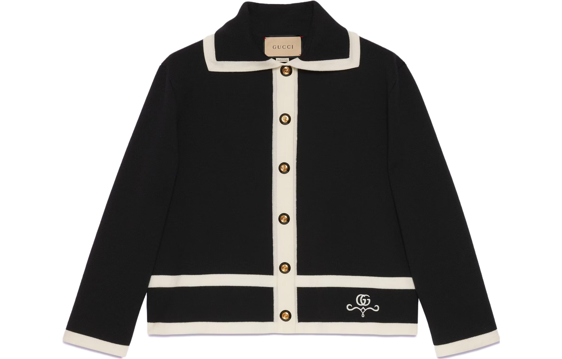 (Women) Gucci SS23 Black Logo Embroidered Knit Cardigan 681307-XKB7S-1080