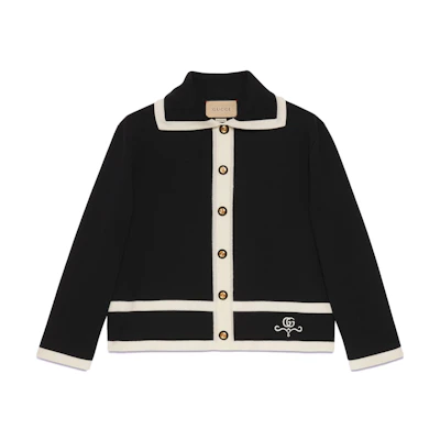 (Women) Gucci SS23 Black Logo Embroidered Knit Cardigan 681307-XKB7S-1080