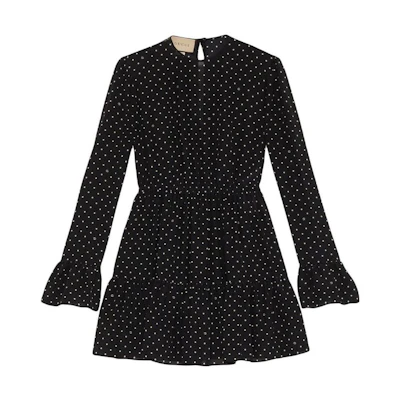 (Women) Gucci SS23 Black Polka Dot Midi Dress 731010-ZALYL-1060