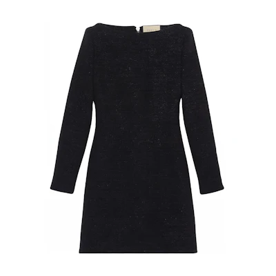 (Women) Gucci SS23 Black Sequin Off-Shoulder Zipper Mini Dress 715611-ZAF3G-1000
