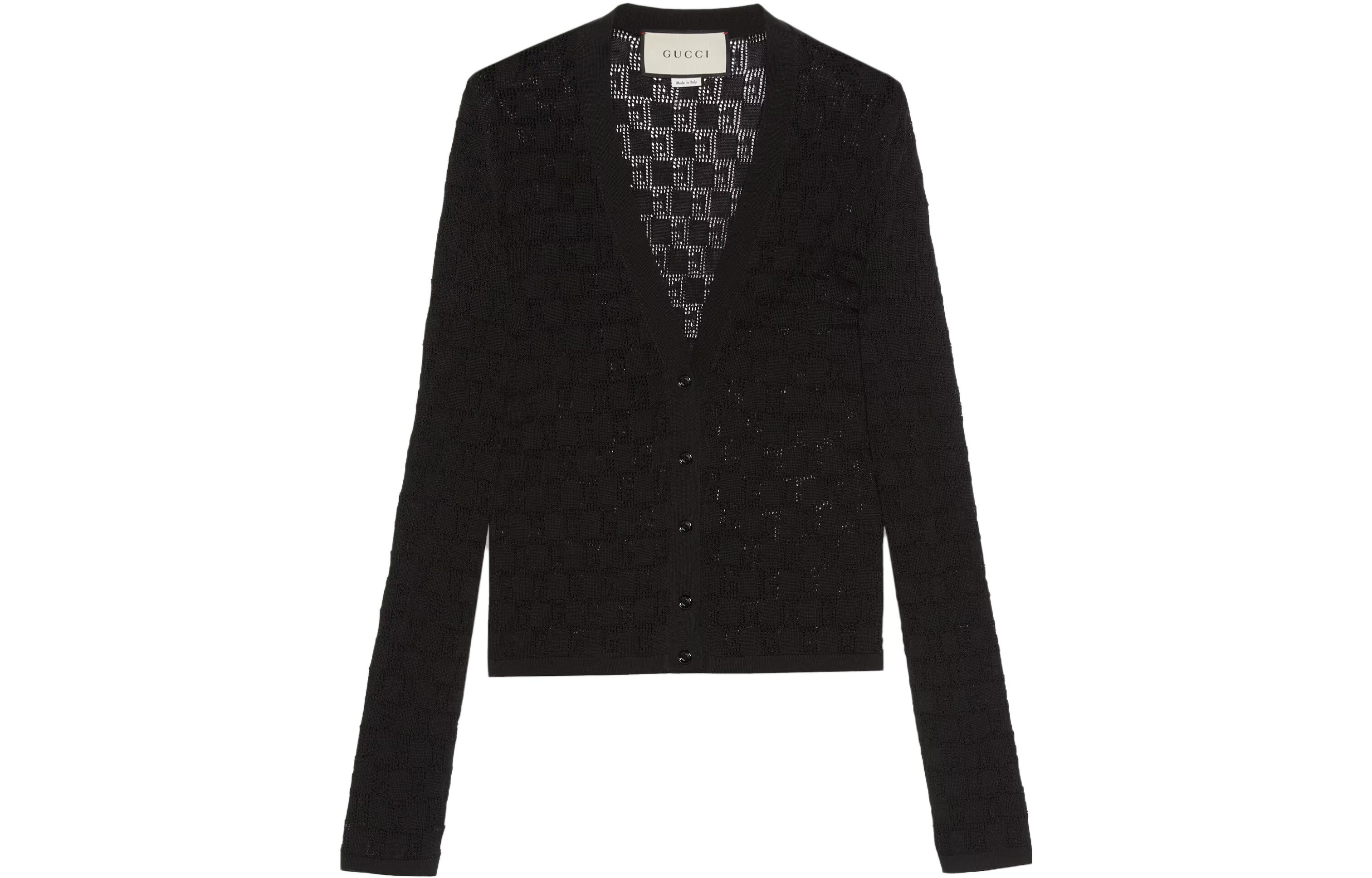 (Women) Gucci SS23 Black Single-Breasted Knit Cardigan 742971-XKC77-1000