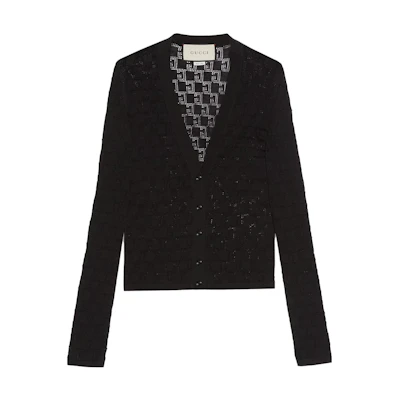 (Women) Gucci SS23 Black Single-Breasted Knit Cardigan 742971-XKC77-1000
