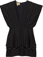 (Women) Gucci SS23 Black V-Neck Sleeveless Pleated Dress 720815-ZALRU-1000 (Women) Gucci SS23 Black V-Neck Sleeveless Pleated Dress 720815-ZALRU-1000