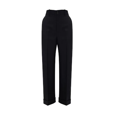 (Women) Gucci SS23 Black Wide-Leg Pleated Casual Trousers 633244-ZAFAP-1000