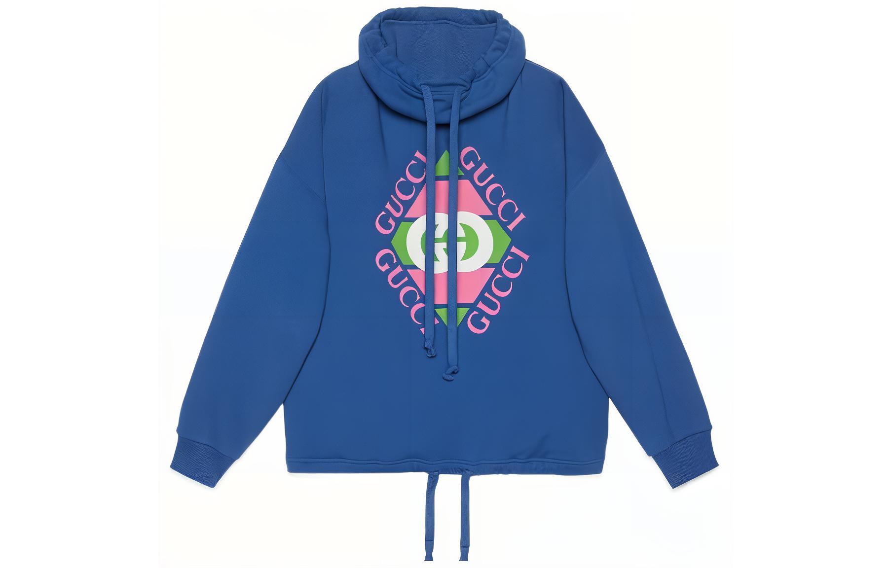 (Women) Gucci SS23 Blue Geometric Logo Print Hoodie 717417-XJEV6-4445