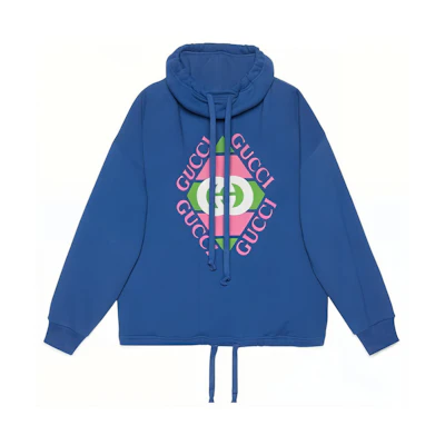 (Women) Gucci SS23 Blue Geometric Logo Print Hoodie 717417-XJEV6-4445