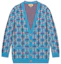 Order (W) GUCCI SS23 藍色格紋Logo提花V領針織外套 女裝 731585-XKC1H-4896