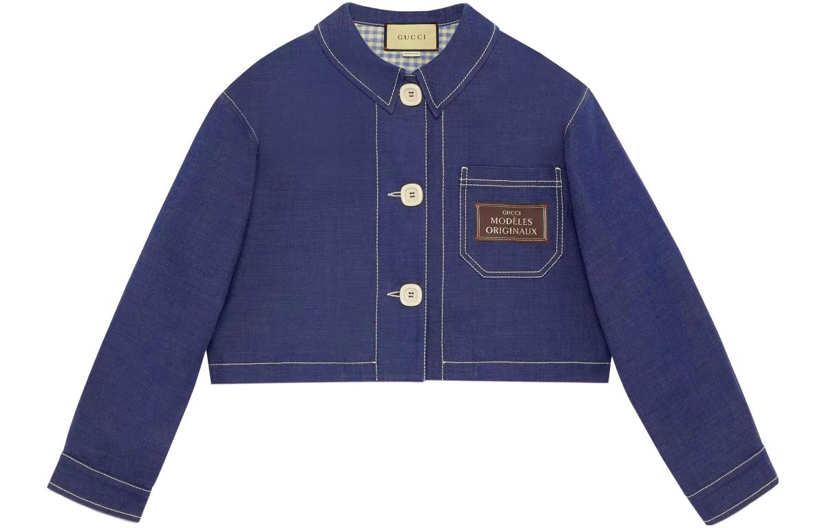 (Women) Gucci SS23 Blue Solid-Colored Collar Jacket for Women 728270-XDB93-4759