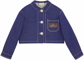 (Women) Gucci SS23 Blue Solid-Colored Collar Jacket for Women 728270-XDB93-4759 (Women) Gucci SS23 Blue Solid-Colored Collar Jacket for Women 728270-XDB93-4759