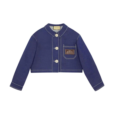 (Women) Gucci SS23 Blue Solid-Colored Collar Jacket for Women 728270-XDB93-4759