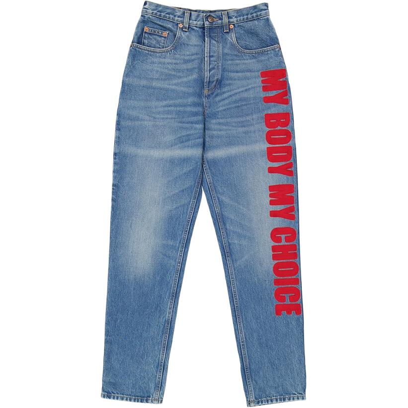 (Women) Gucci SS23 Blue Straight-Leg Monogram Print Jeans 502802-XDA3L-4668