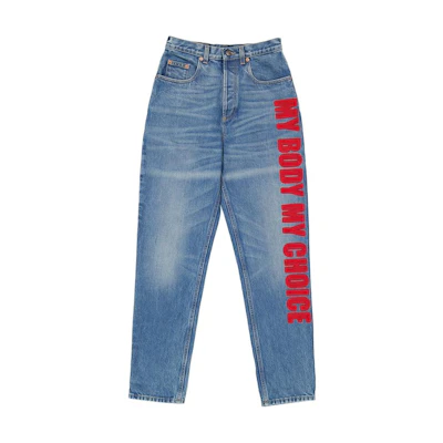 (Women) Gucci SS23 Blue Straight-Leg Monogram Print Jeans 502802-XDA3L-4668