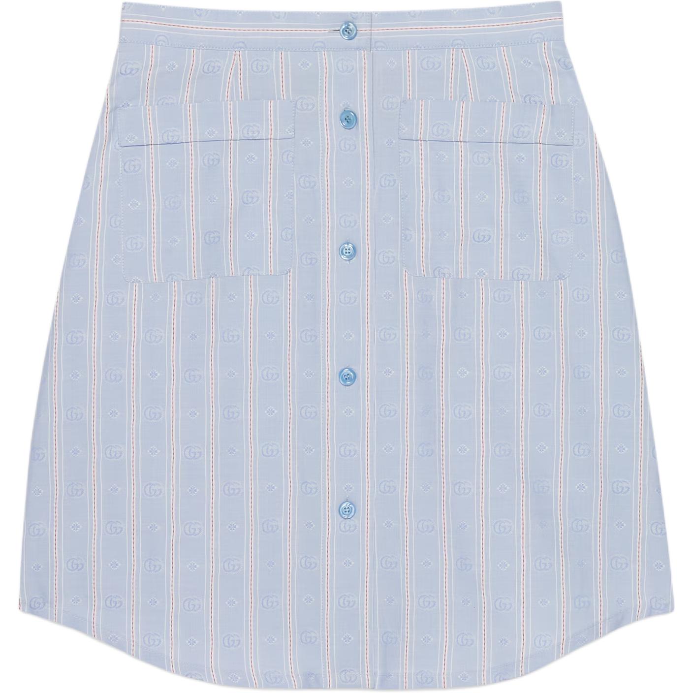 (Women) Gucci SS23 Blue Striped Button-Up Casual Mini Skirt 739403-ZAMR3-4305