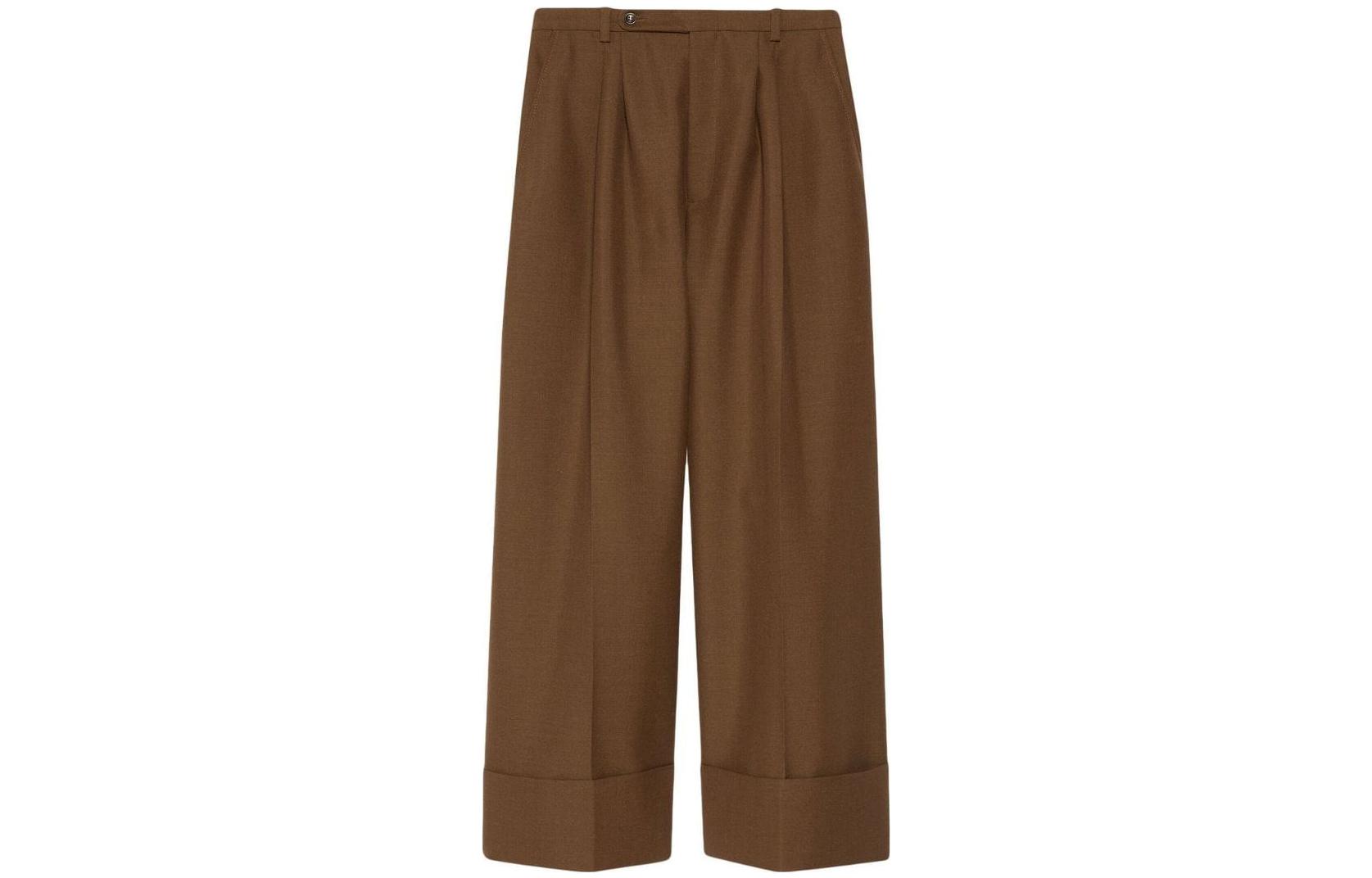 (Women) Gucci SS23 Brown High-Waisted Straight-Leg Casual Pants 721103-Z6724-2345