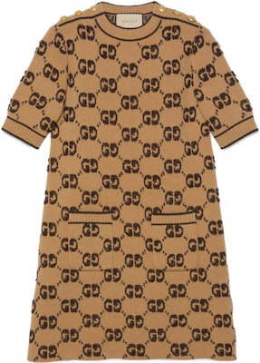 (W) グッチ SS23 キャメルブラウン GG ジャカード 半袖ワンピース 718630-XKCNA-2668 Buy (W) グッチ SS23 キャメルブラウン GG ジャカード 半袖ワンピース 718630-XKCNA-2668