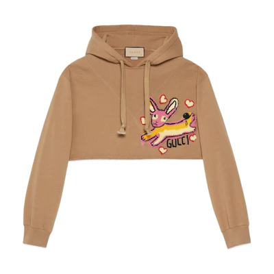 (Women) GUCCI SS23 Chinese New Year Camel Animal Embroidery Hoodie. 723564 XJE2N-2091
