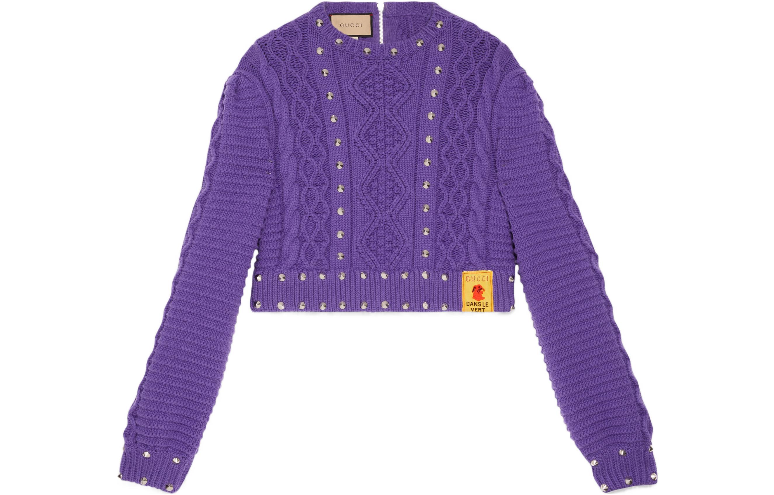 (Women) Gucci SS23 Chinese New Year Studded Knit Sweater Women’s Purple 724791-XKCRR-5283