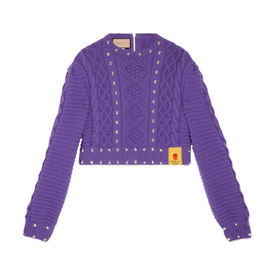 (Women) Gucci SS23 Chinese New Year Studded Knit Sweater Women’s Purple 724791-XKCRR-5283