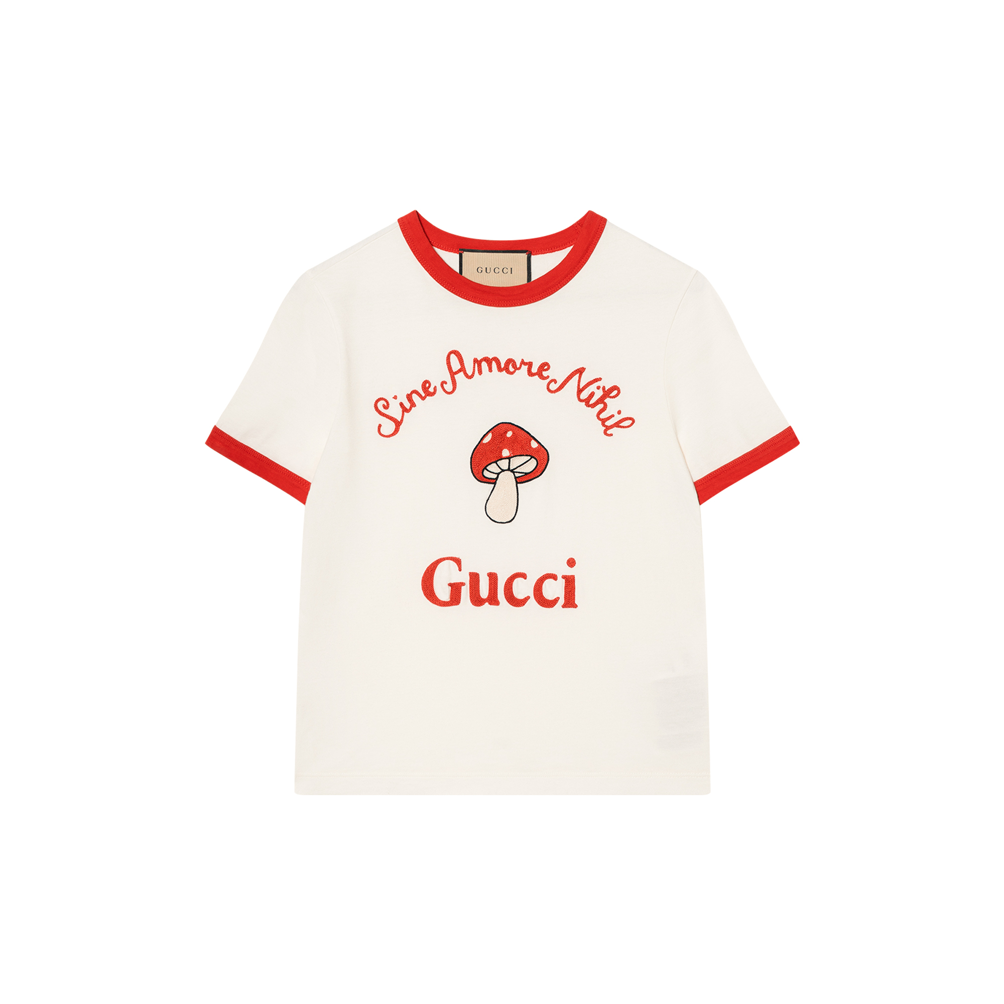 (Women) Gucci SS23 Colorblock Logo Embroidery Crewneck T-Shirt Beige 723566-XJFT2-9088