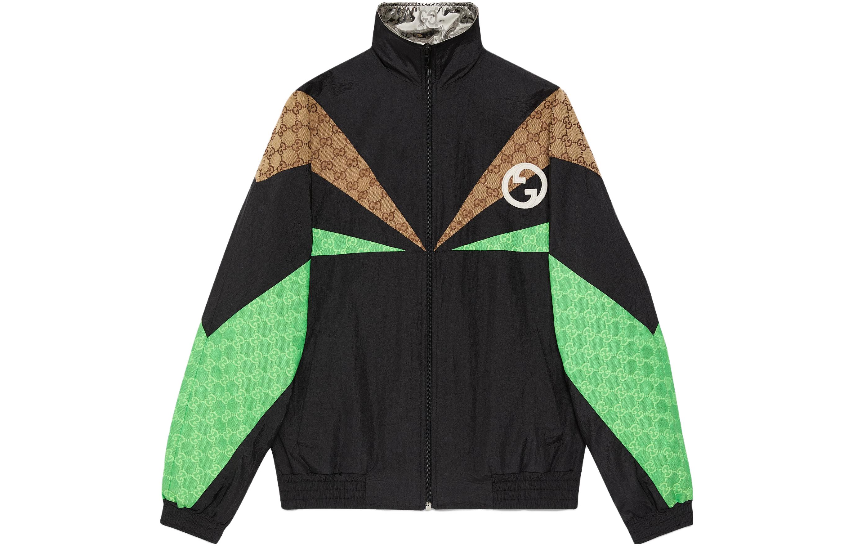 (Women) Gucci SS23 Colorblock Monogram Zip High-Neck Jacket Black 747061-XJFU0-1043