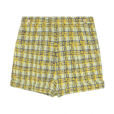 (Women) Gucci SS23 Colorblock Plaid Shorts Yellow 664283-ZAGLP-7088