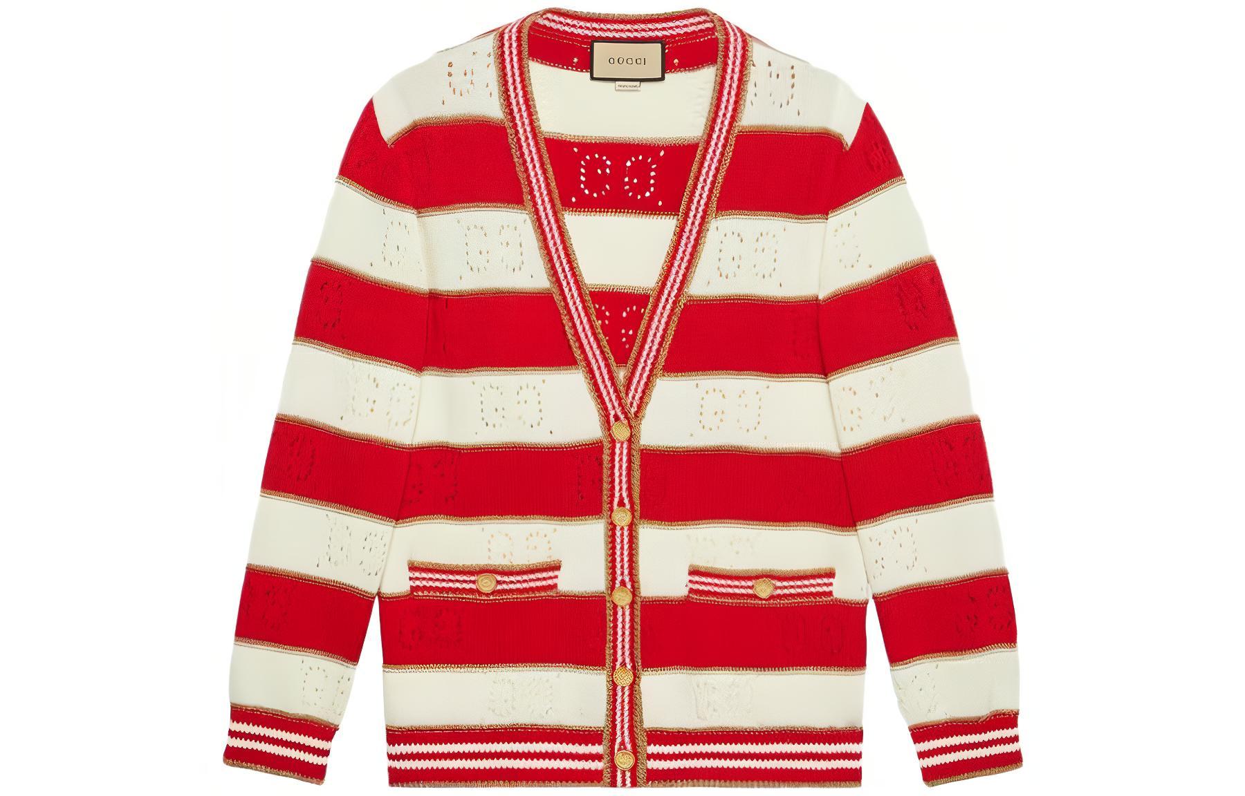 (Women) Gucci SS23 Colorblock Striped Knit Sweater Red 752201-XKC68-6397