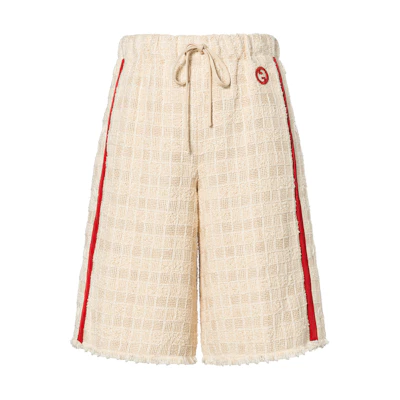 (Women) Gucci SS23 Colorblock Striped Tie-Waist Shorts Khaki 744874-ZANTD-9783