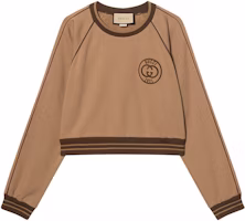 (Women) Gucci SS23 Colorblock Trim Crewneck Crop Sweatshirt in Dark Beige 756600-XJFV7-2091 (Women) Gucci SS23 Colorblock Trim Crewneck Crop Sweatshirt in Dark Beige 756600-XJFV7-2091