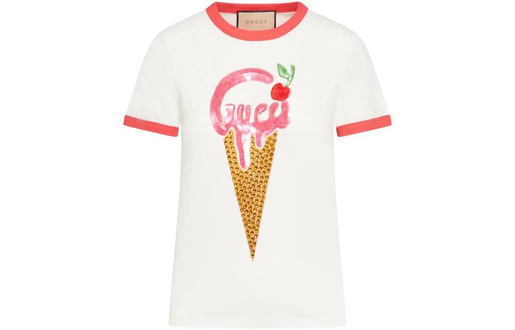 (Women) Gucci SS23 Fitted Letter Print Crew Neck T-Shirt White 723566-XJE7M-9260