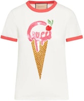 (Women) Gucci SS23 Fitted Letter Print Crew Neck T-Shirt White 723566-XJE7M-9260 (Women) Gucci SS23 Fitted Letter Print Crew Neck T-Shirt White 723566-XJE7M-9260