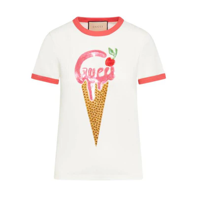 (Women) Gucci SS23 Fitted Letter Print Crew Neck T-Shirt White 723566-XJE7M-9260