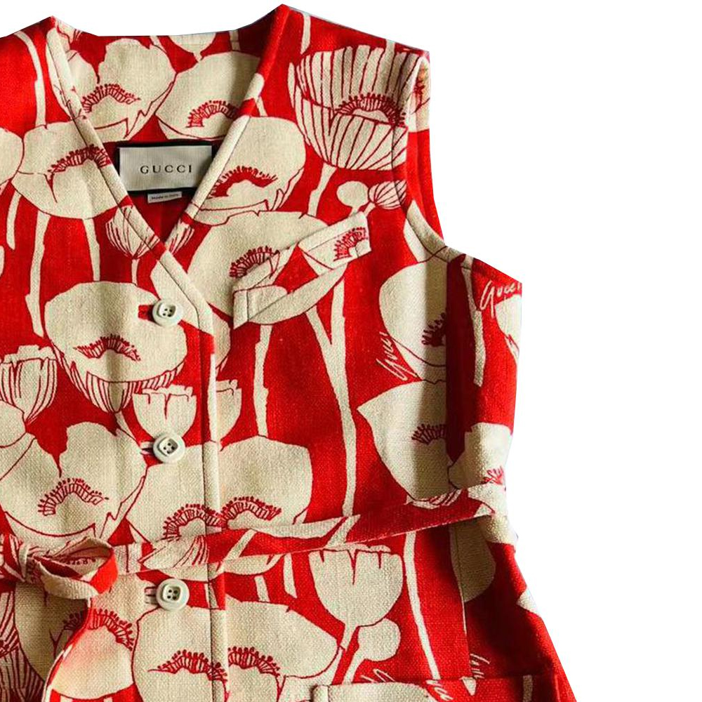 Details for (Women) GUCCI SS23 Floral Print Single-Breasted  Vest Multicolor. 652265-ZAGU1-6397