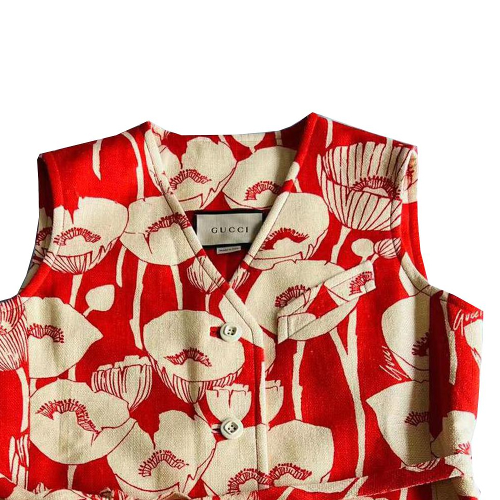 Sizing (Women) GUCCI SS23 Floral Print Single-Breasted  Vest Multicolor. 652265-ZAGU1-6397