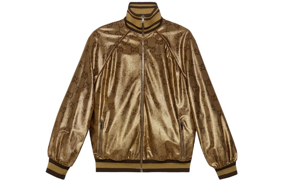 Buy (W) 古驰 SS23 GG 菱格纹拉链夹克 金色 743001-XJFE0-2486