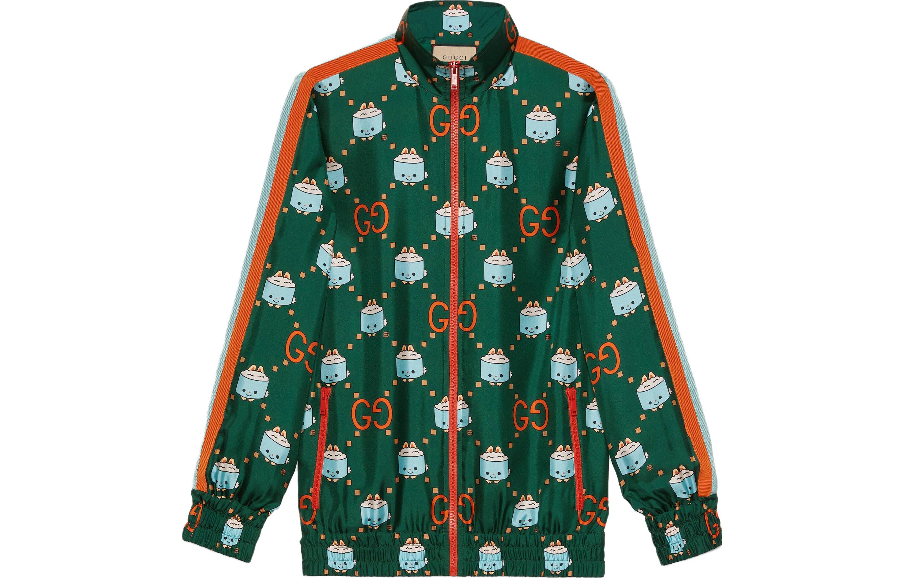 (Women) Gucci SS23 Green Animal Print Silk Long Sleeve Dress 735085-XJFBV-3343