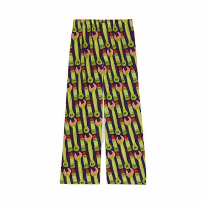 (Women) Gucci SS23 Green Loose Fit Utility Pattern Casual Trousers 740537-ZAMVY-3316